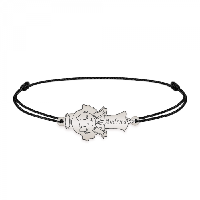 Little Angel - Bratara personalizata snur fetita ingeras din argint 925 [2]