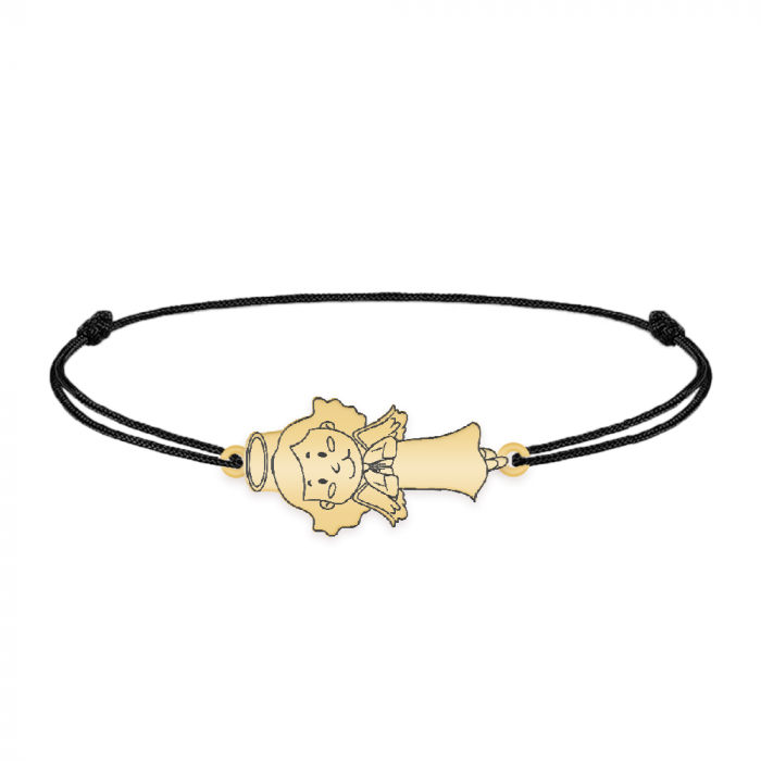 Little Angel - Bratara personalizata snur fetita ingeras din argint 925 placat cu aur galben 24K [2]