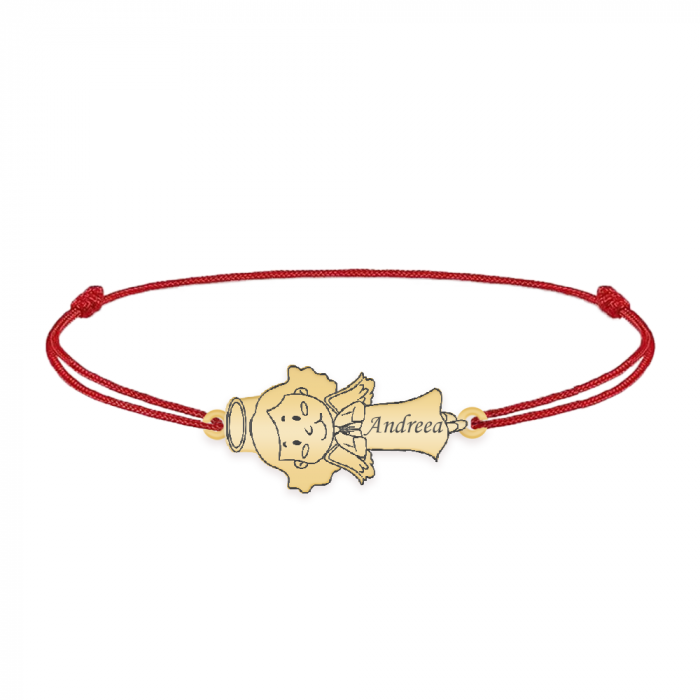 Little Angel - Bratara personalizata snur fetita ingeras din argint 925 placat cu aur galben 24K [3]