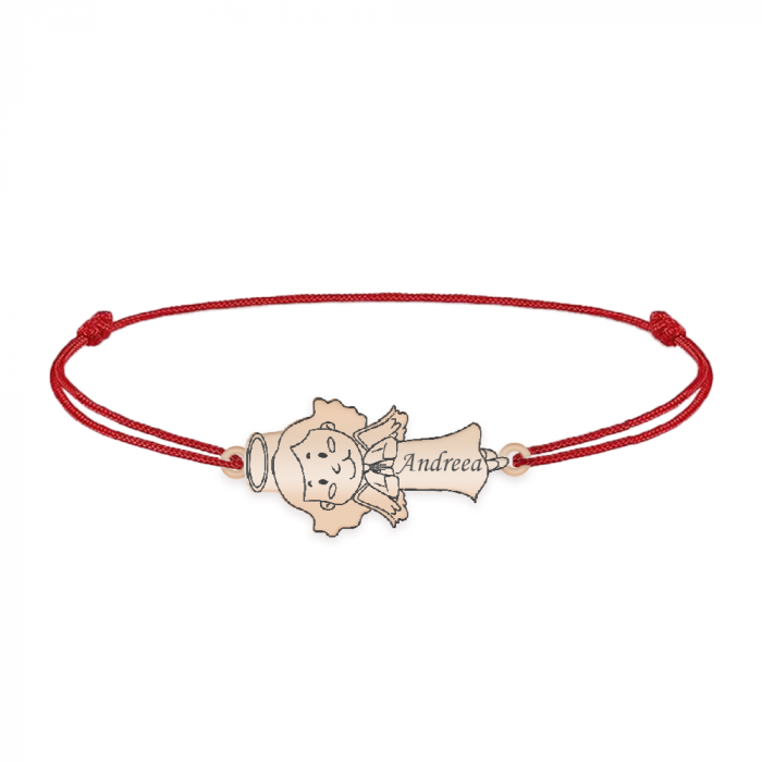 Little Angel - Bratara personalizata snur fetita ingeras din argint 925 placat cu aur roz [4]
