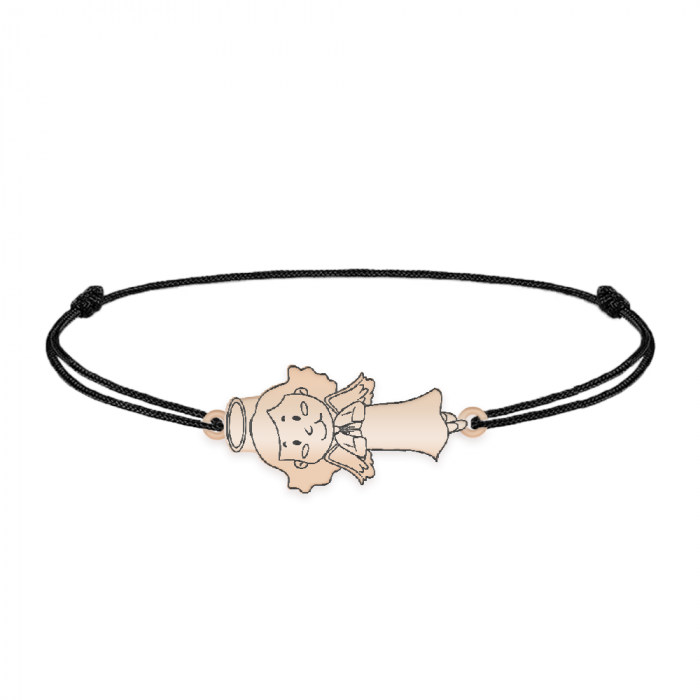 Little Angel - Bratara personalizata snur fetita ingeras din argint 925 placat cu aur roz [2]
