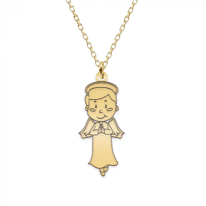 Lantisor cu ingeras si nume gravat - argint 925 placat cu aur 24K [2]
