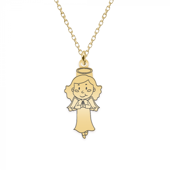 Little Angel - Colier personalizat fetita ingeras din argint 925 placat cu aur galben 24K [2]