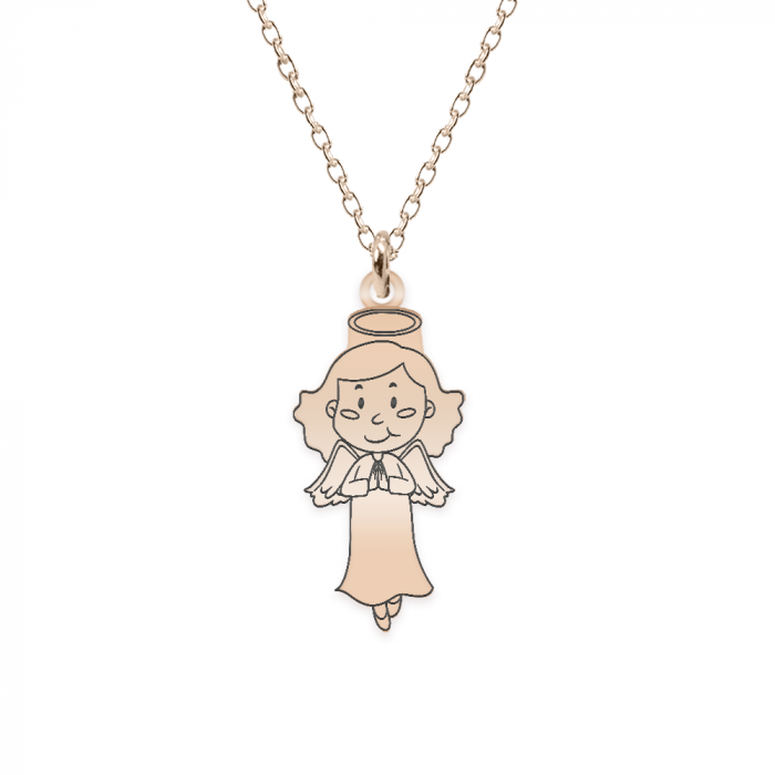 Little Angel - Colier personalizat fetita ingeras din argint 925 placat cu aur roz [2]