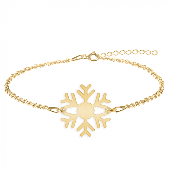 Little Snowflake - Bratara personalizata fulg si litera din argint 925 placat cu aur galben 24K [2]