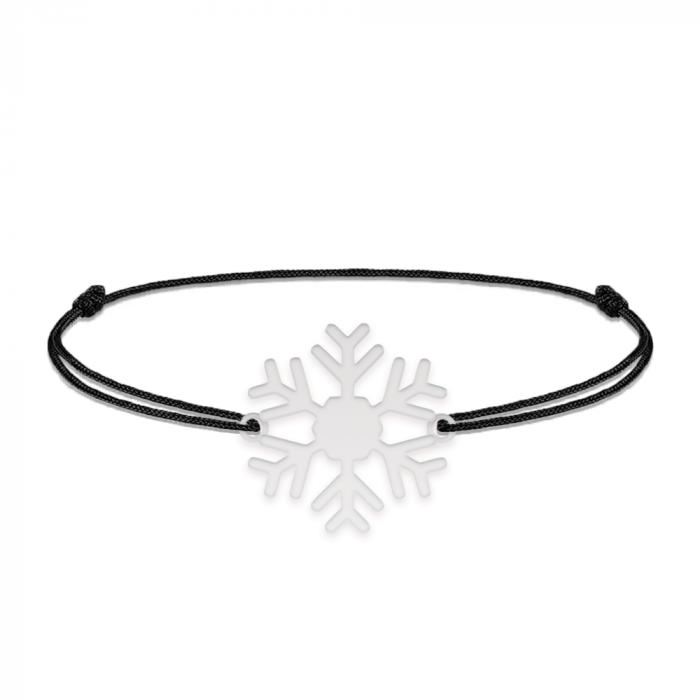 Little Snowflake - Bratara snur personalizata fulg si litera din argint 925 [2]