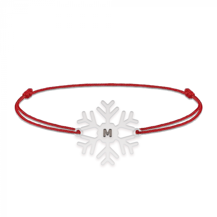Little Snowflake - Bratara snur personalizata fulg si litera din argint 925 [3]