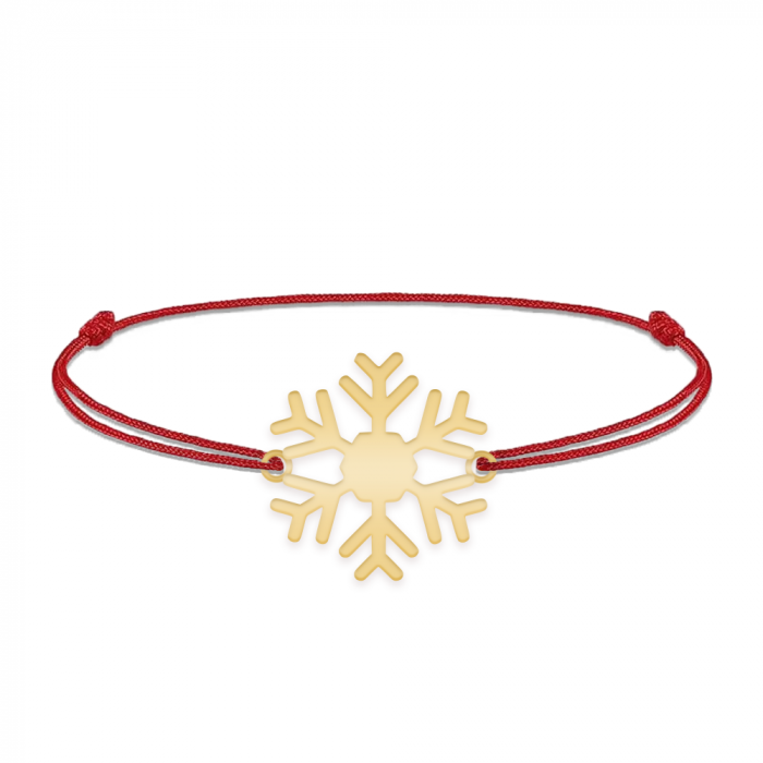 Little Snowflake - Bratara snur personalizata fulg si litera din argint 925 placat cu aur galben 24K [2]
