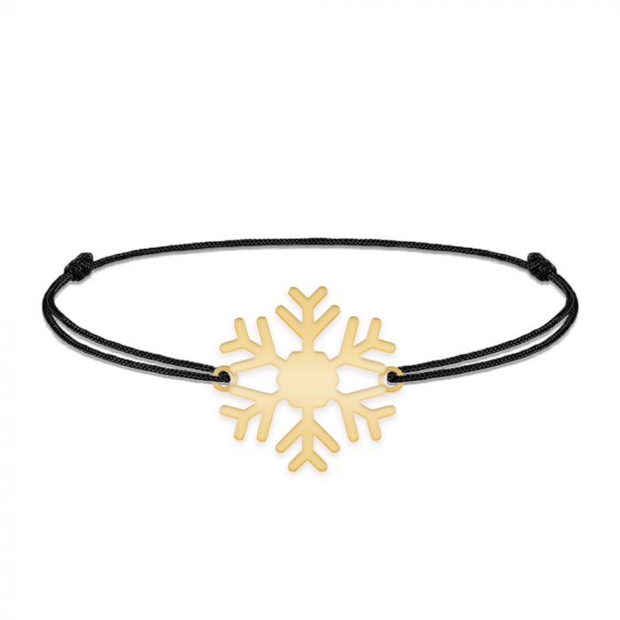 Little Snowflake - Bratara snur personalizata fulg si litera din argint 925 placat cu aur galben 24K [4]