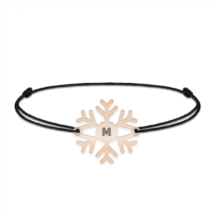 Little Snowflake - Bratara snur personalizata fulg si litera din argint 925 placat cu aur roz [3]