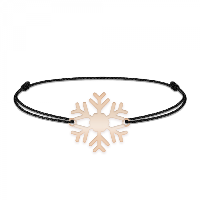 Little Snowflake - Bratara snur personalizata fulg si litera din argint 925 placat cu aur roz [4]