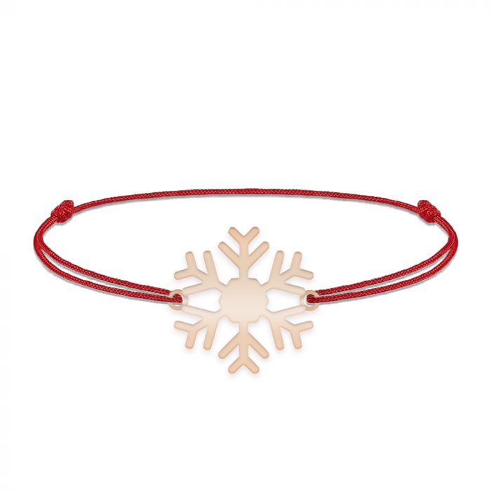 Little Snowflake - Bratara snur personalizata fulg si litera din argint 925 placat cu aur roz [2]
