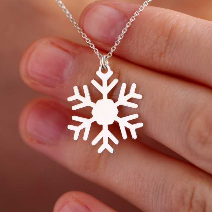Little Snowflake - Colier personalizat fulg si litera din argint 925 placat cu aur roz [4]