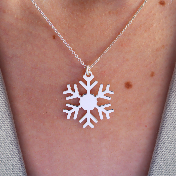 Little Snowflake - Colier personalizat fulg si litera din argint 925 placat cu aur roz [3]