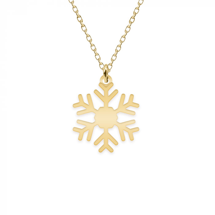 Little Snowflake - Colier personalizat fulg si litera din argint 925 placat cu aur galben 24K [2]