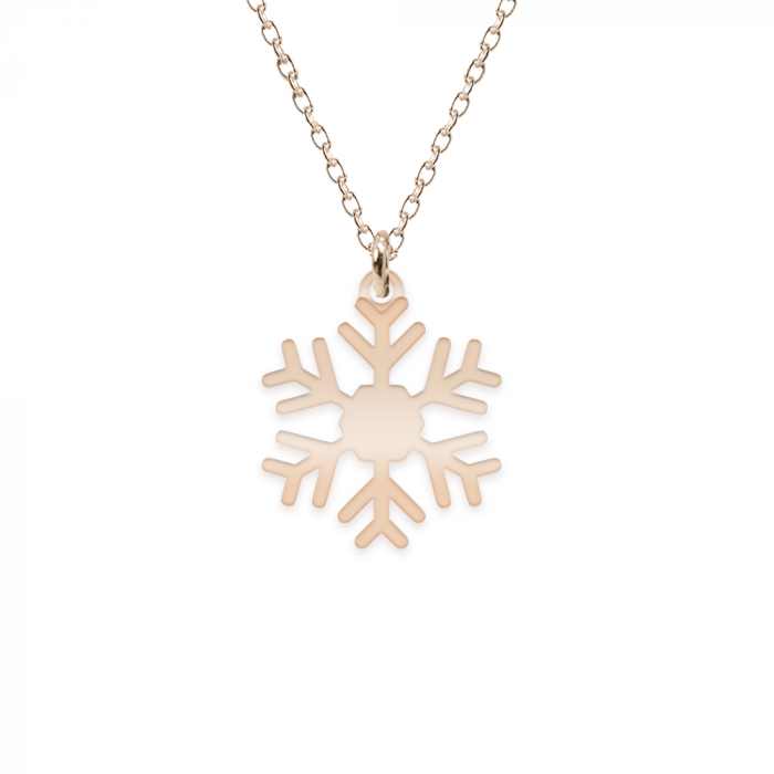 Little Snowflake - Colier personalizat fulg si litera din argint 925 placat cu aur roz [2]