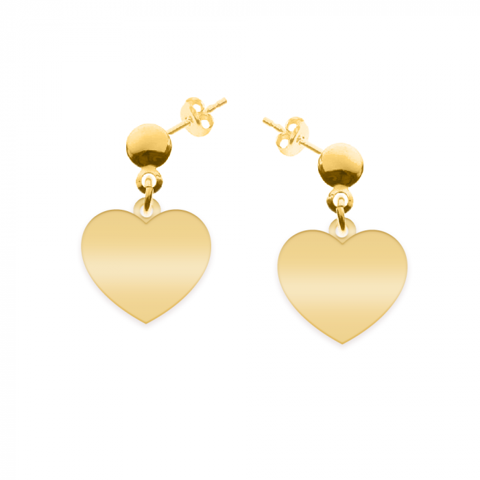 Cercei inimioare cu initiale gravate - argint 925 placat cu aur 24K [2]