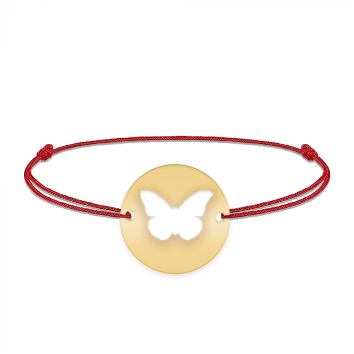 Lolo - Bratara personalizata snur cu fluturas decupat din argint 925 placat cu aur galben 24K [4]