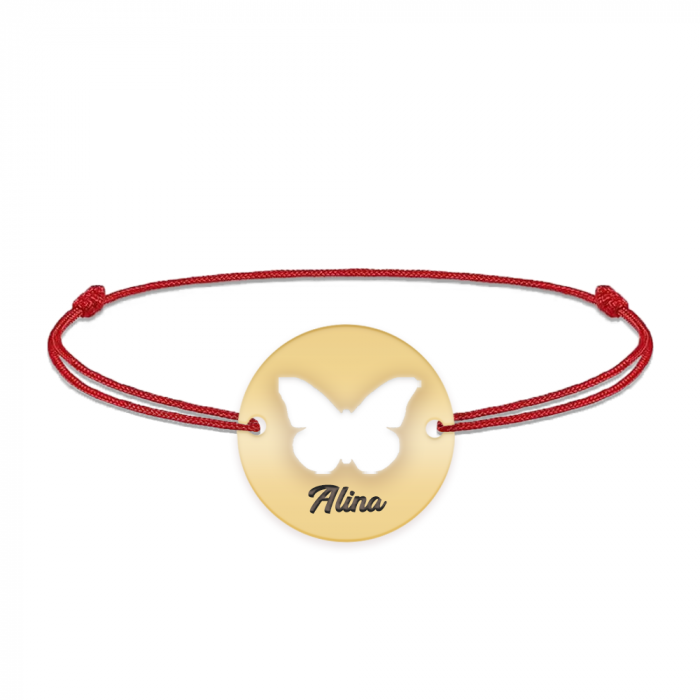 Lolo - Bratara personalizata snur cu fluturas decupat din argint 925 placat cu aur galben 24K [3]