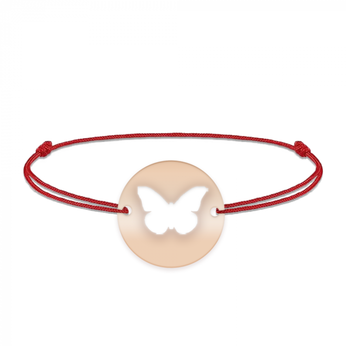 Lolo - Bratara personalizata snur cu fluturas decupat din argint 925 placat cu aur roz [4]