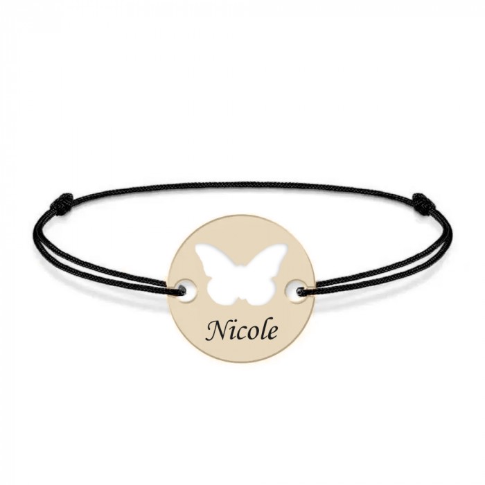 Lolo - Bratara personalizata snur si banut cu fluturas din Aur 14 karate - 0,35 grame,12 mm [3]