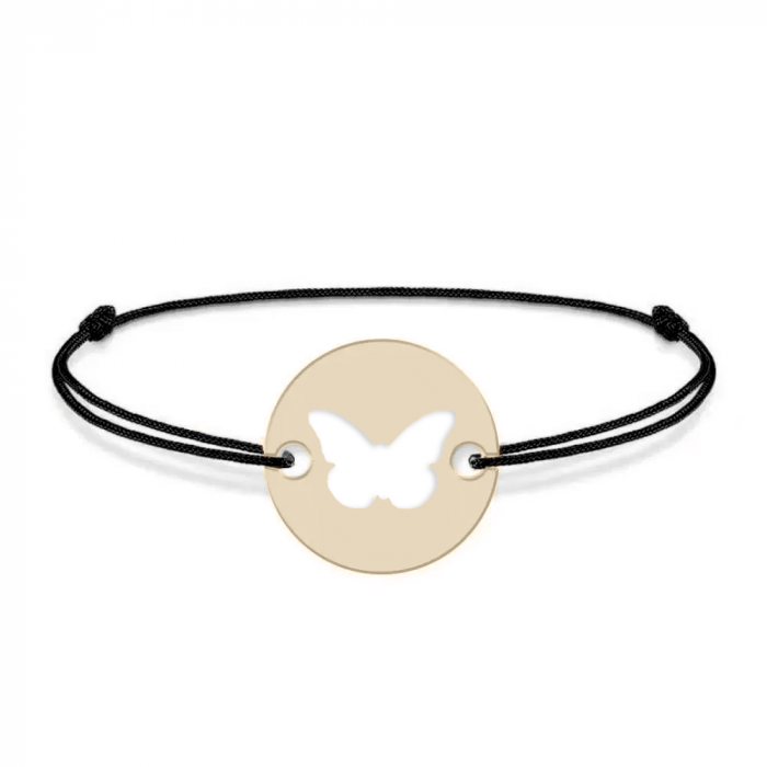 Lolo - Bratara personalizata snur si banut cu fluturas din Aur 14 karate - 0,35 grame,12 mm [4]
