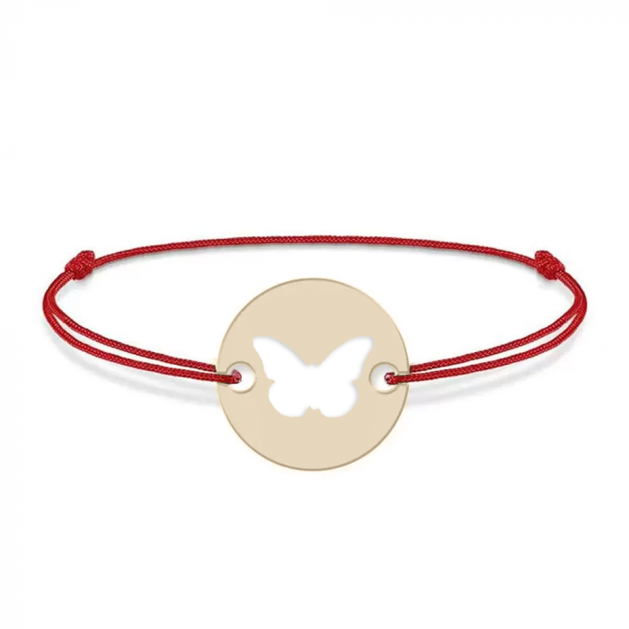 Lolo - Bratara personalizata snur si banut cu fluturas din Aur 14 karate - 0,35 grame,12 mm [2]