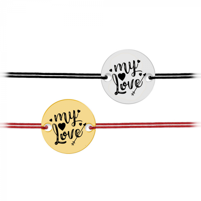 Lover - Bratara snur personalizata banut argint 925 cu textul My Love [2]