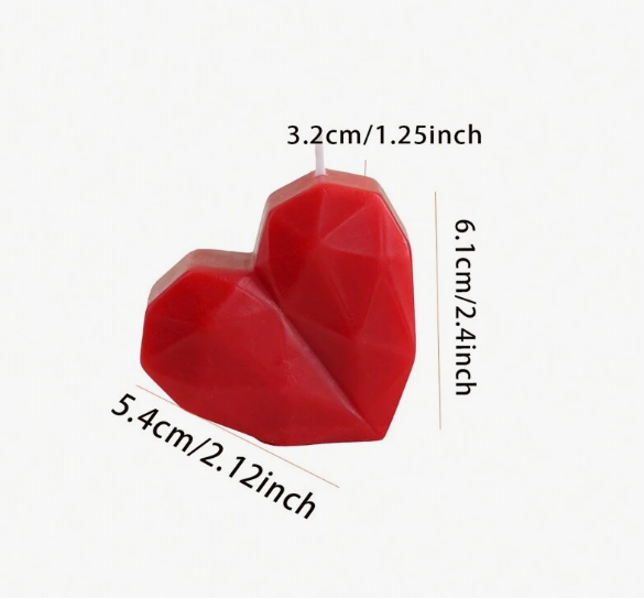 Lumanare parfumata – Forma de inima geometrica rosie, 6 cm [3]