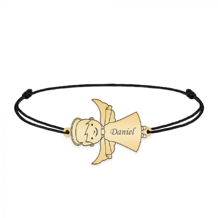 Malaikat - Bratara personalizata snur baietel ingeras din argint 925 placat cu aur galben 24K [4]