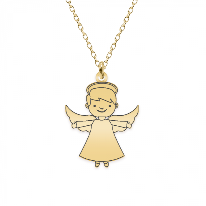 Malaikat - Colier personalizat baietel ingeras din argint 925 placat cu aur galben 24K [2]