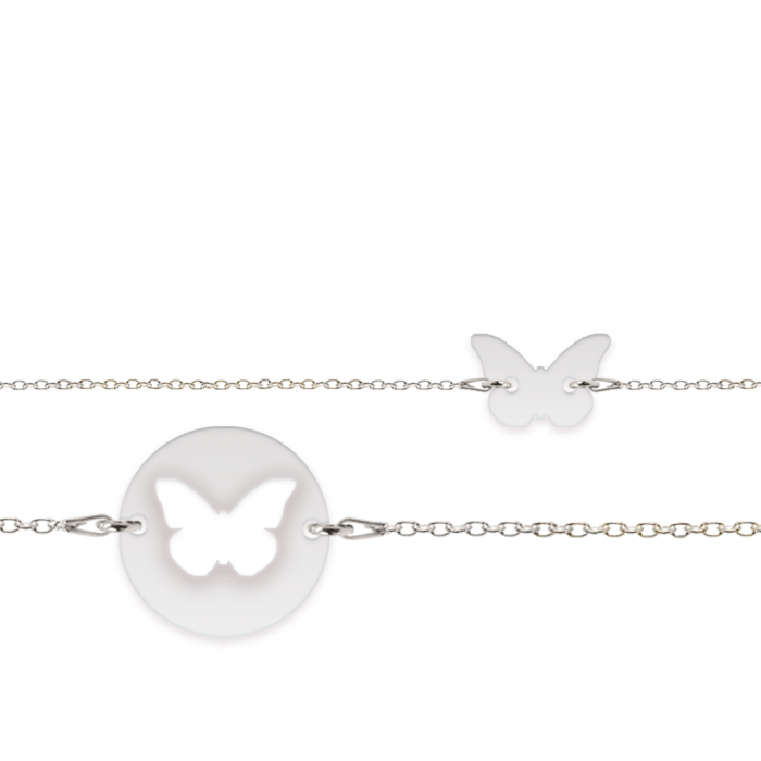 Mariposa - Set bratari personalizat banut si fluturas cu nume din argint 925 [2]