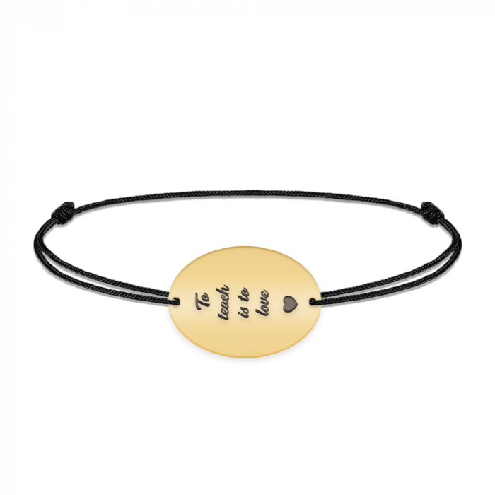 Master - Bratara personalizata snur pentru absolvire "To teach is to love" din argint 925 placat cu aur galben 24K [2]