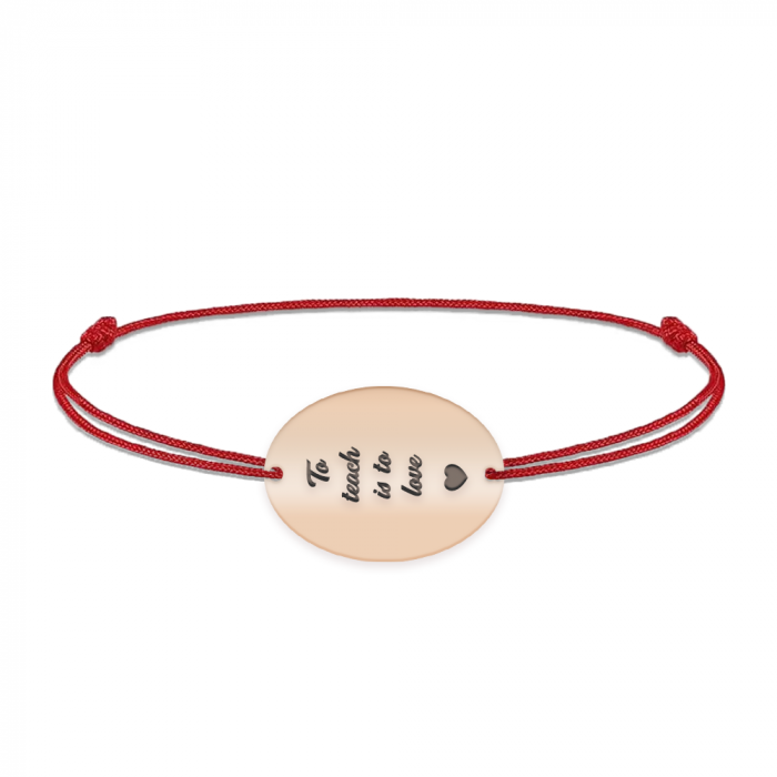 Master - Bratara personalizata snur pentru absolvire "To teach is to love" din argint 925 placat cu aur roz [2]
