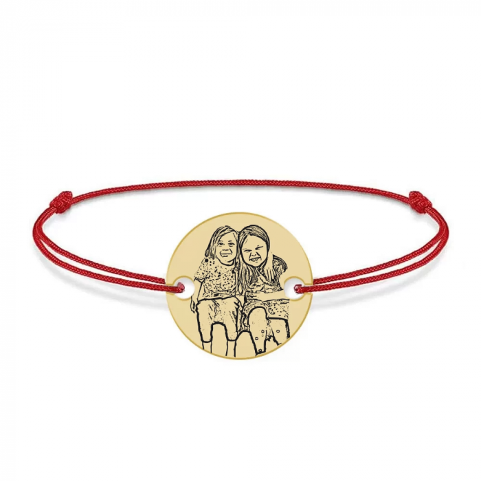 Bratara personalizata snur cu fotografie si banut din Aur 14 karate - 0,64 grame, 14mm [2]