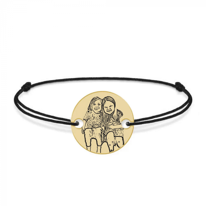 Bratara personalizata snur cu fotografie si banut din Aur 14 karate - 0,64 grame, 14mm [4]