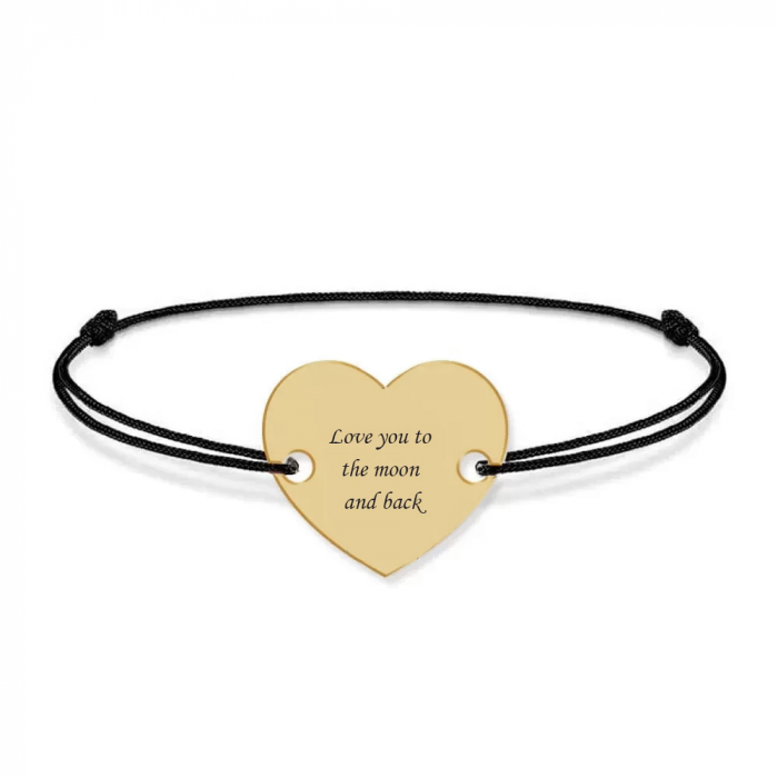 Bratara personalizata snur cu fotografie si inimioara din Aur 14 karate - 0,52 grame, 14x12mm [2]