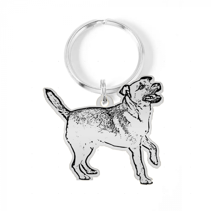 Breloc dupa fotografie silueta animal de companie din argint si inel de inox [2]