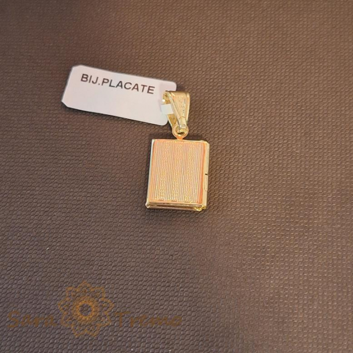 Medalion placat cu aur 18K pentru fotografii, în formă de Biblie, 2.5 cm [3]