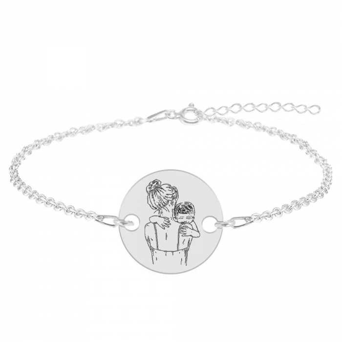 Mom - Bratara personalizata din argint "Te iubesc mami" inimioara / banut [4]