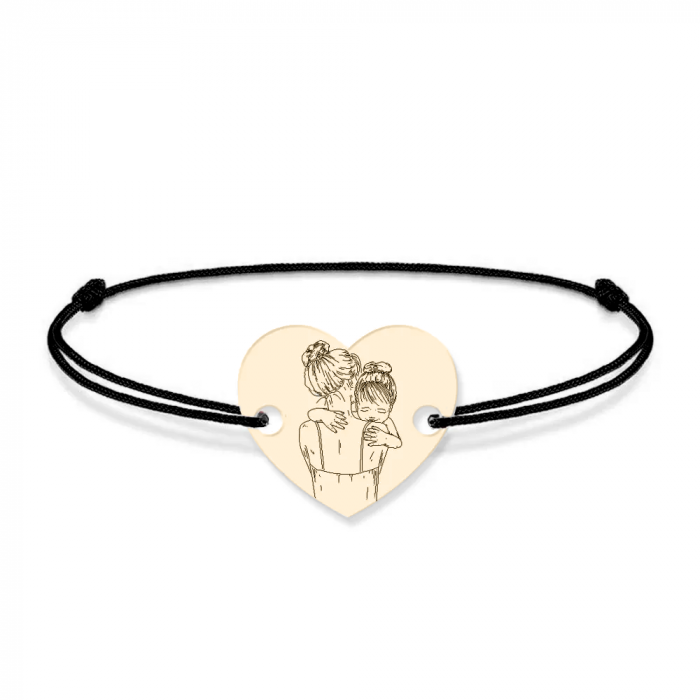Mom - Bratara personalizata snur si inimioara mama si copilul din Aur 14 karate - 0,33 grame, 12 x 10 mm [4]