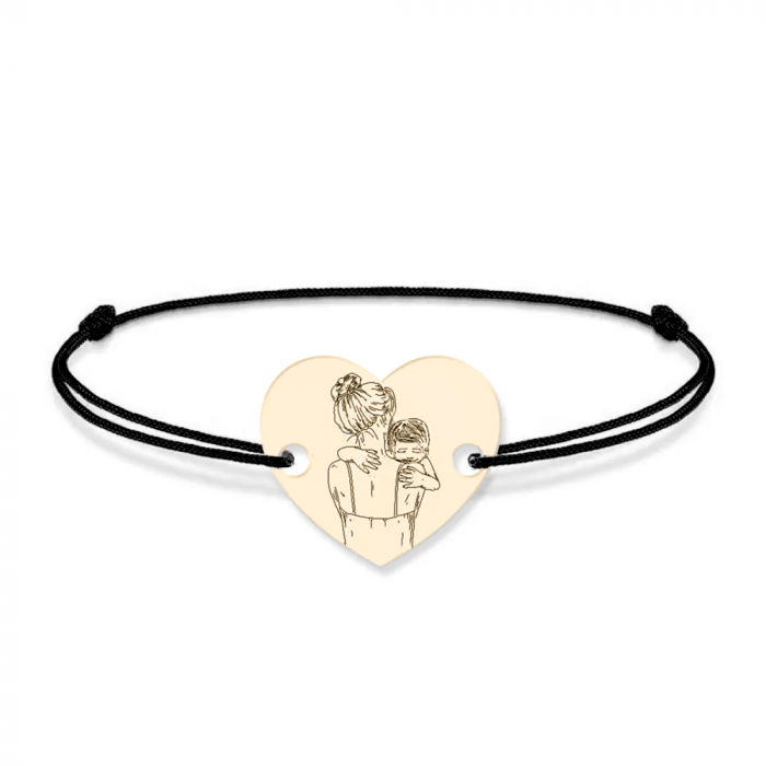 Mom - Bratara personalizata snur si inimioara mama si copilul din Aur 14 karate - 0,33 grame, 12 x 10 mm [3]