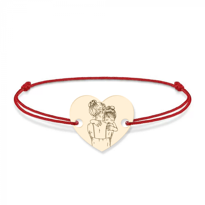 Mom - Bratara personalizata snur si inimioara mama si copilul din Aur 14 karate - 0,33 grame, 12 x 10 mm [2]