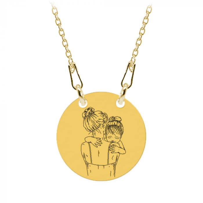 Mom - Colier personalizat din argint 925 "Te iubesc mami" inimioara / banut placat cu aur galben 24K [4]