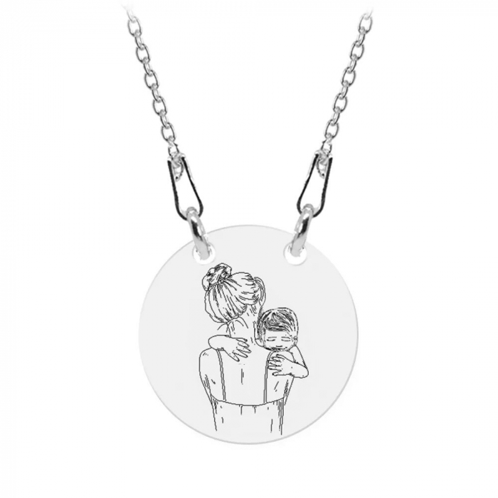 Mom - Colier personalizat din argint "Te iubesc mami" inimioara / banut [3]