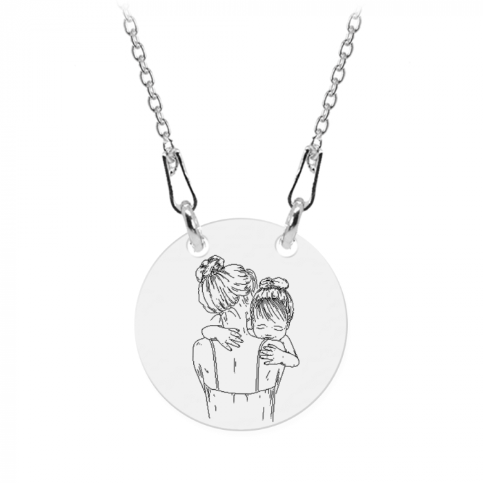 Mom - Colier personalizat din argint "Te iubesc mami" inimioara / banut [4]