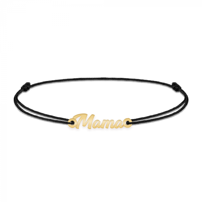 Mommy - Bratara personalizata snur cu inscriptia mama din argint 925 placat cu aur galben 24K [2]