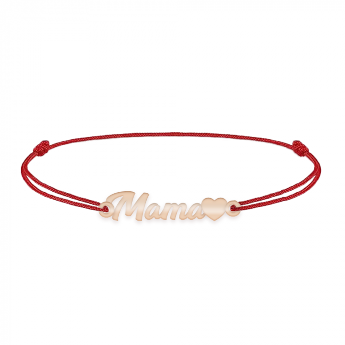 Mommy - Bratara personalizata snur cu inscriptia mama din argint 925 placat cu aur roz [2]