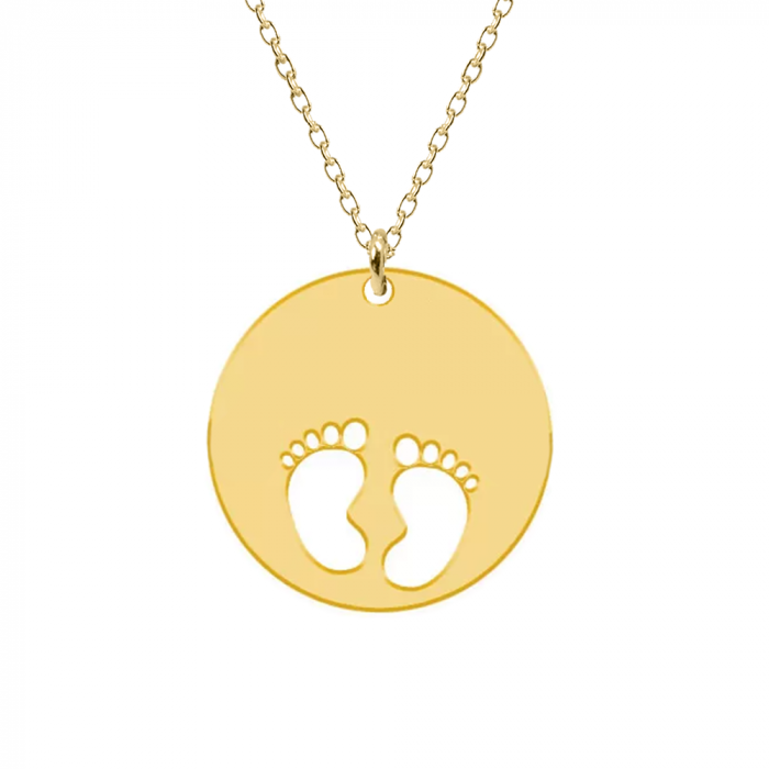 My kid - Colier personalizat banut cu nume si talpite din argint 925 placat cu aur galben 24K [2]