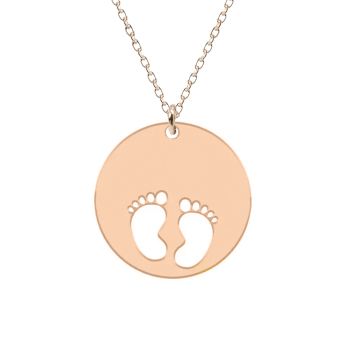 My kid - Colier personalizat banut cu nume si talpite din argint 925 placat cu aur roz [2]